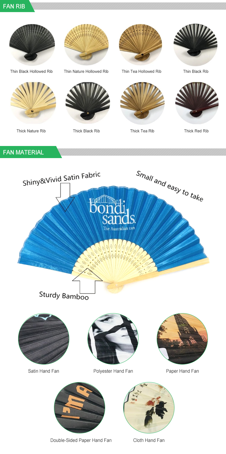 Hottest Black Rib Plastic Bamboo Fan for Promotion