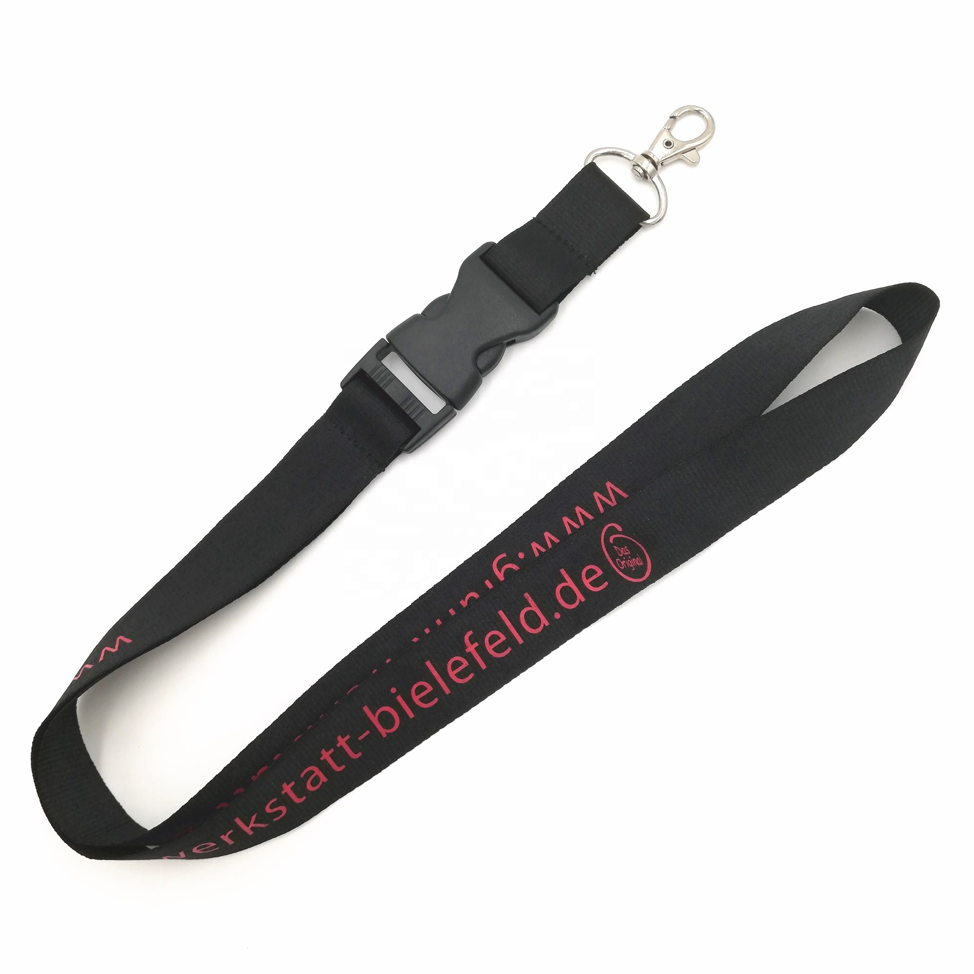 Durable flat personalized silk printing plastic buckle lanyard for sports events
