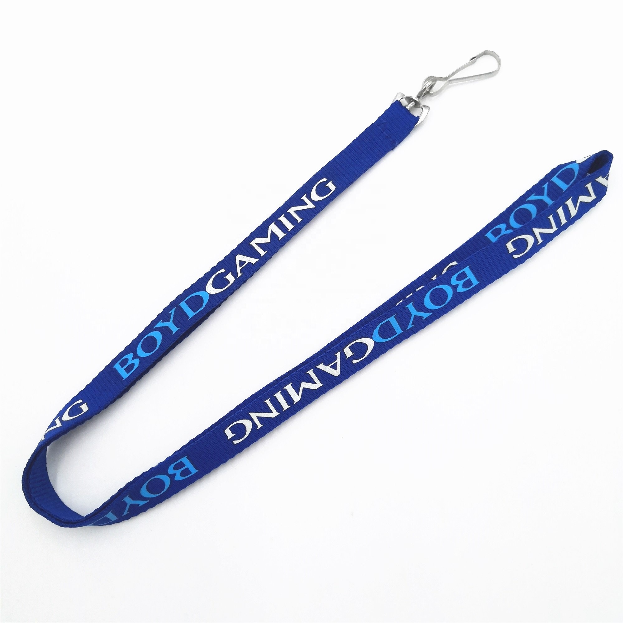 Custom narrow polyester well printed swivel hook lanyard for company workers