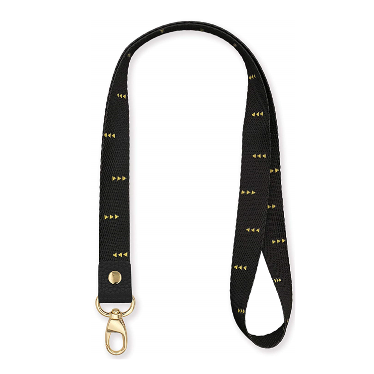 Custom polyester keychain lanyard black webbing strap with clip