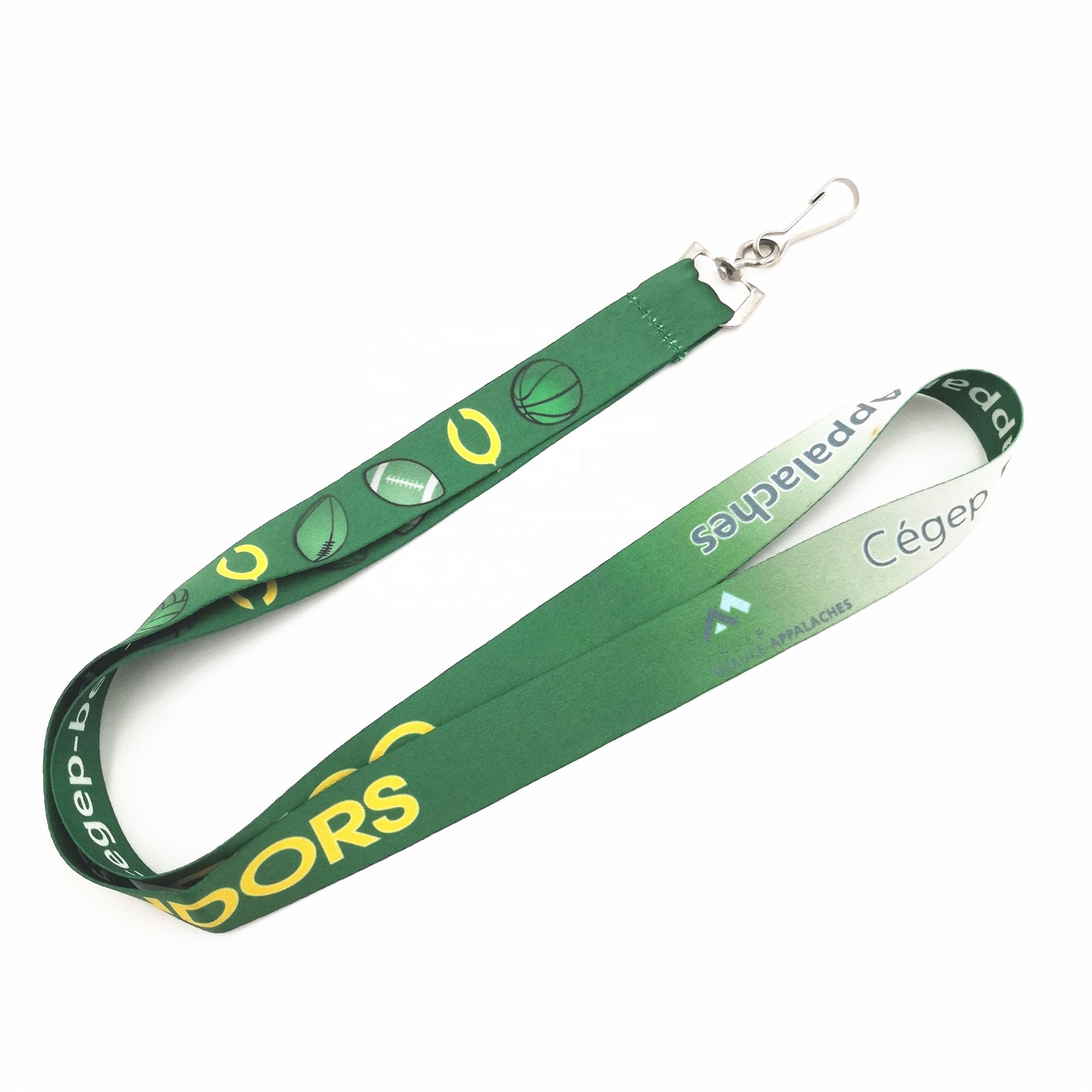 Customized double polyester heat transfer lanyard with swivel hook for school