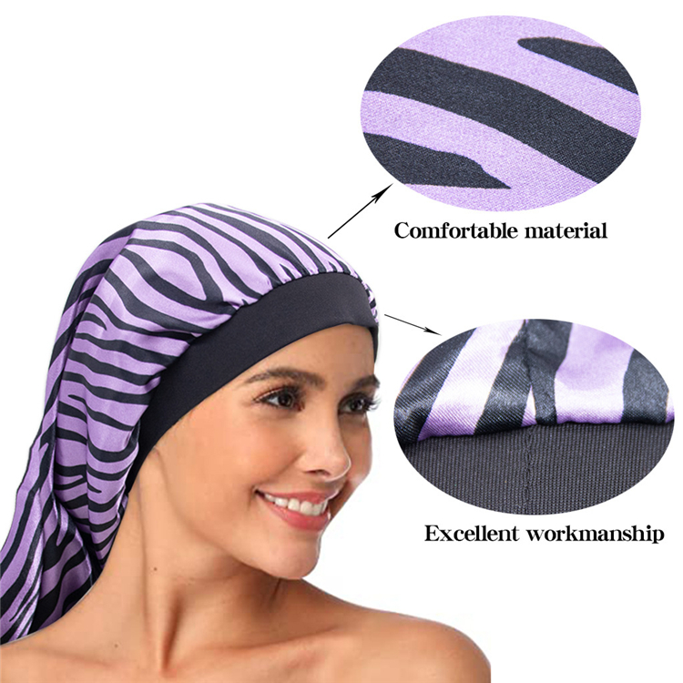 Wholesale Custom Logo Sublimation Desginer Hair Long Bonnet With Snap Long Bonnets