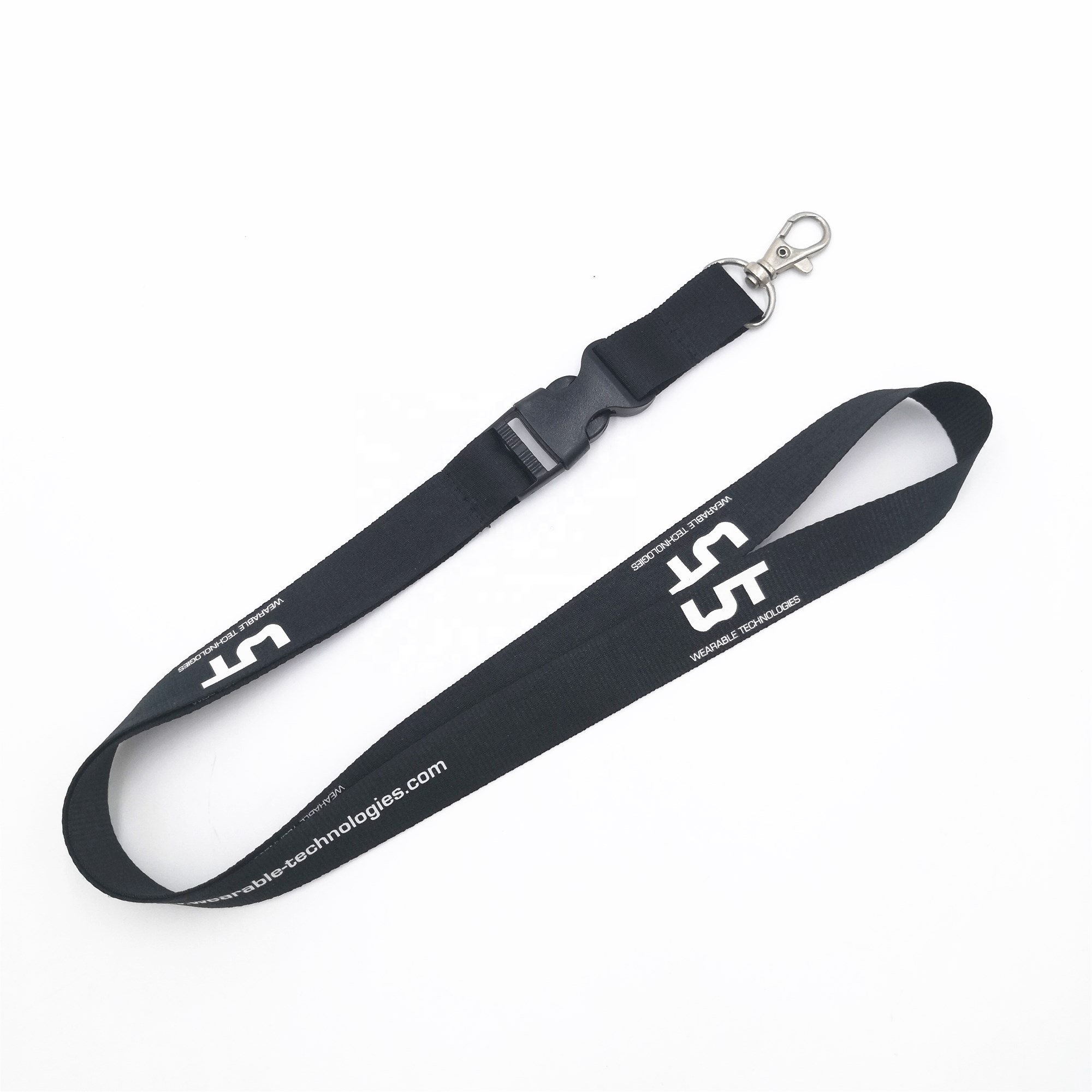 High quality personalized silk printing safety buckle lanyard for staff work