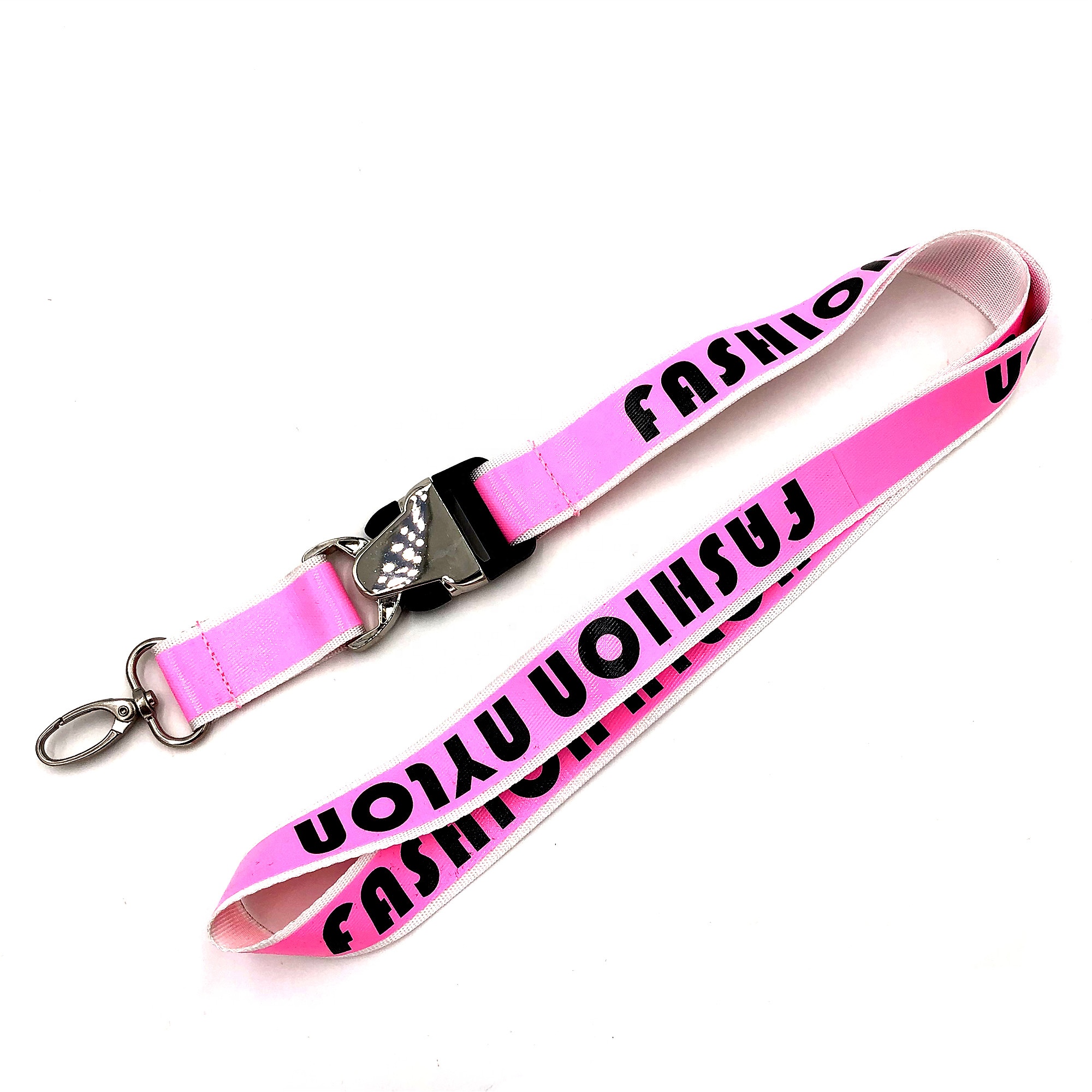 Fashion Pink Nylon Material Promotional Lanyard