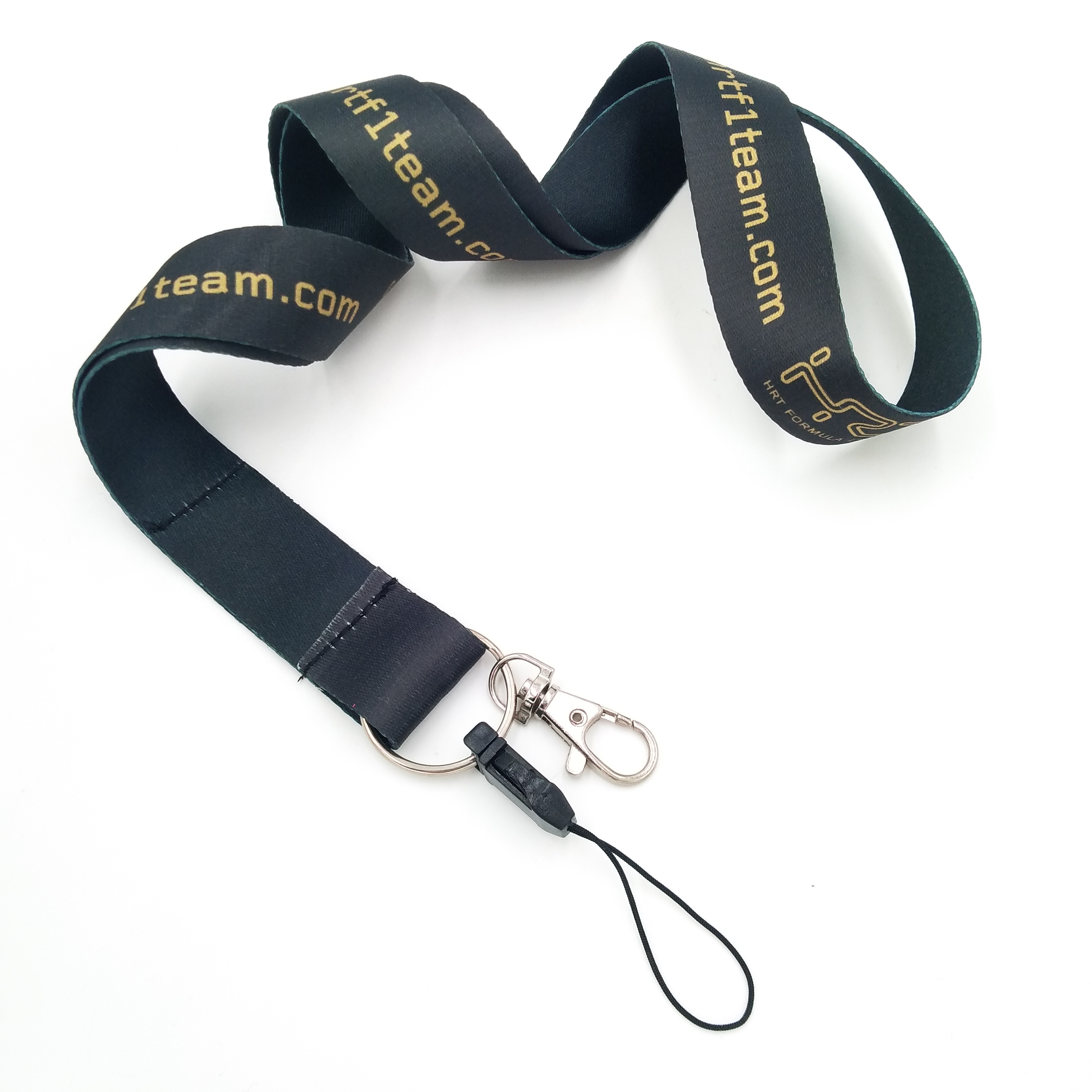 High Quality Metal Hook And Phone Cord Black Sublimation  Personalized Lanyard With Logo