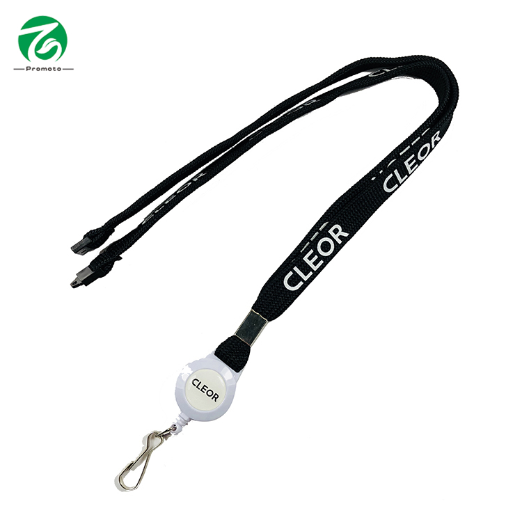 Competitive Price Safe Black Metal Buckle Tuber Lanyard With Logo