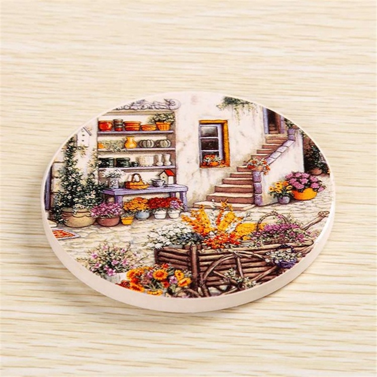 Promotional Reusable Personalised Custom Print Logo Customizable Coasters Ceramic Coaster Cork