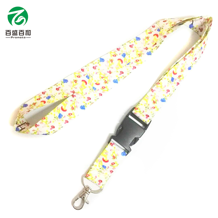 double hook colorful heat transfer lanyard with badge reel for card holder
