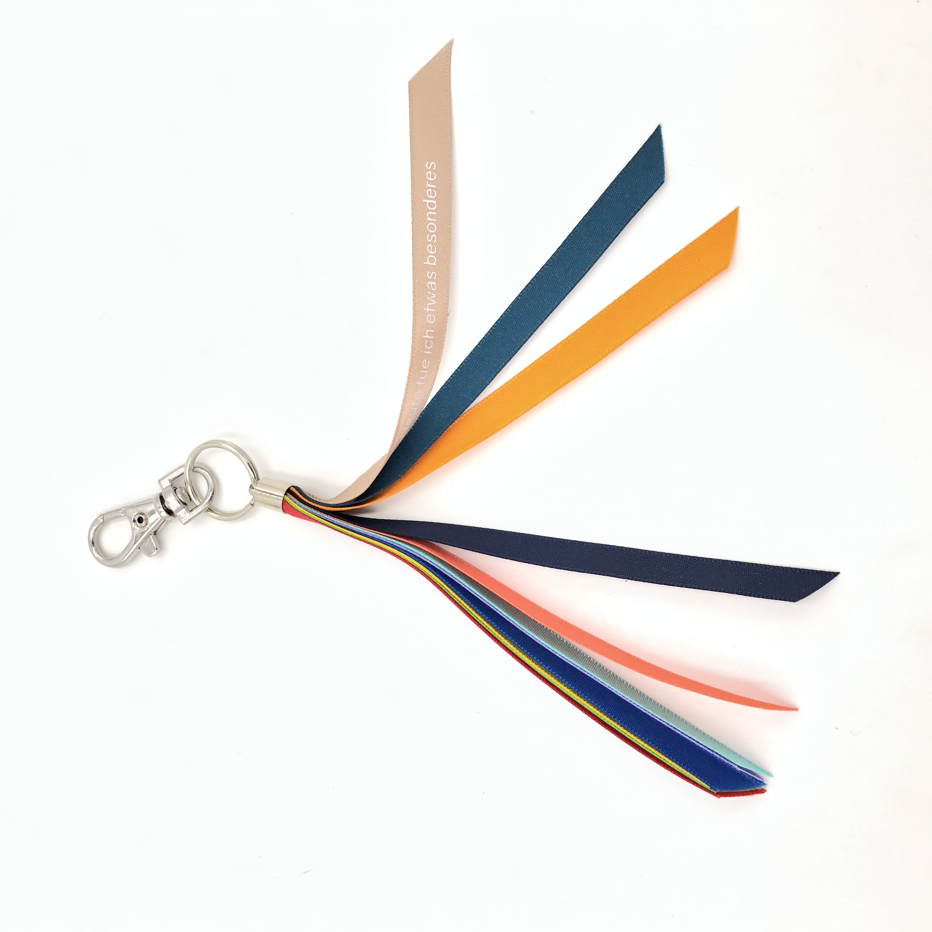 Customized silk printed satin fabric  ribbon keychain