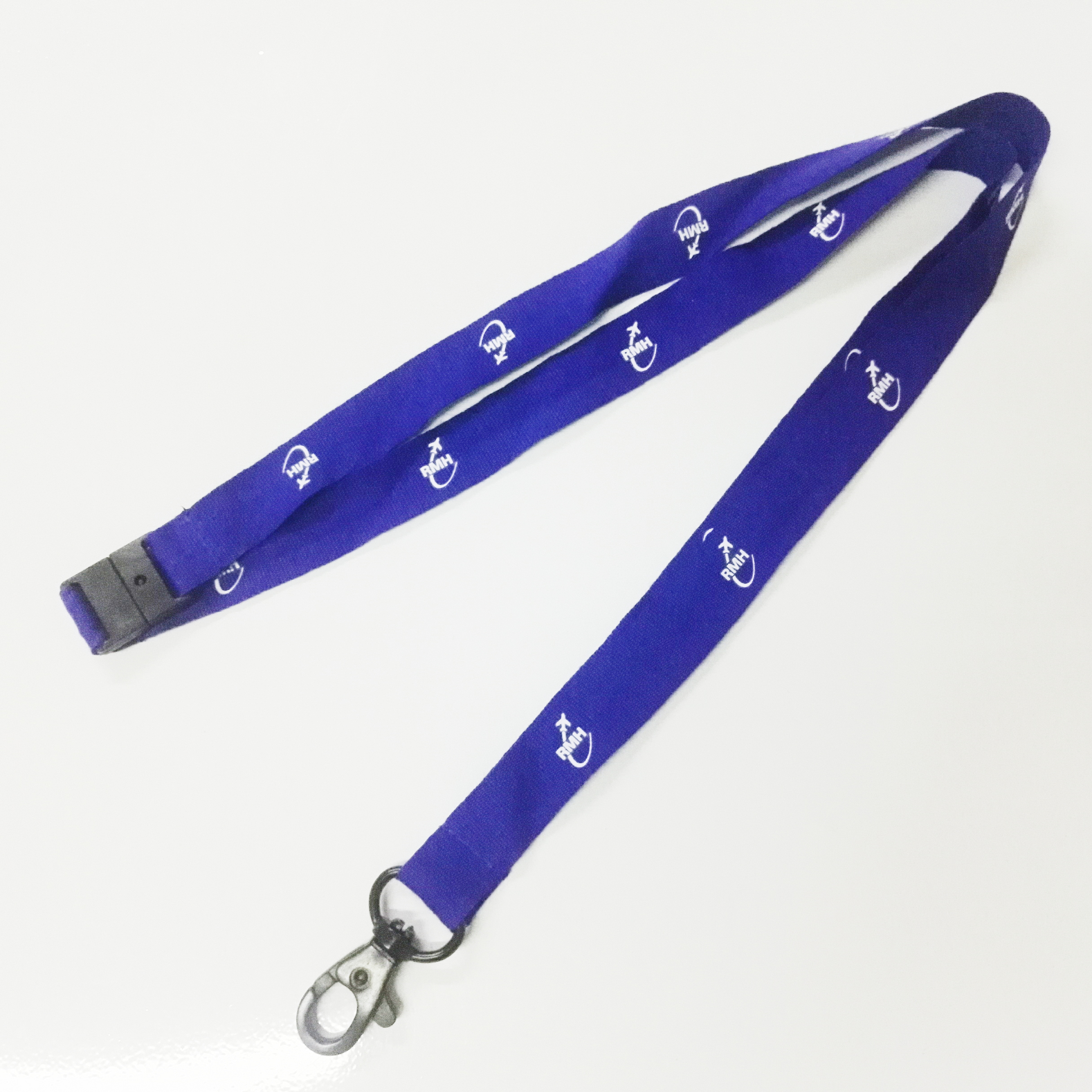 blue customized polyester egg hook lanyard with safety clip