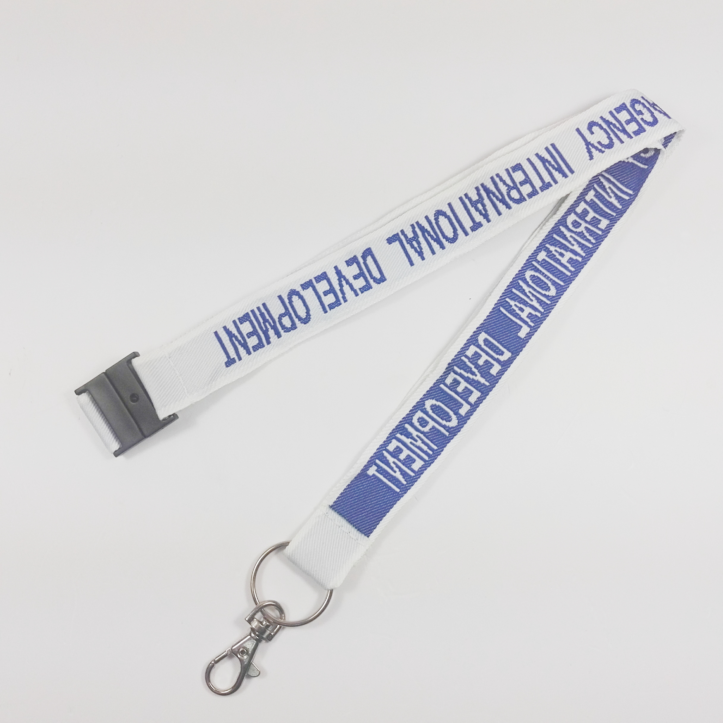 customized brand name woven lanyard with safety buckle