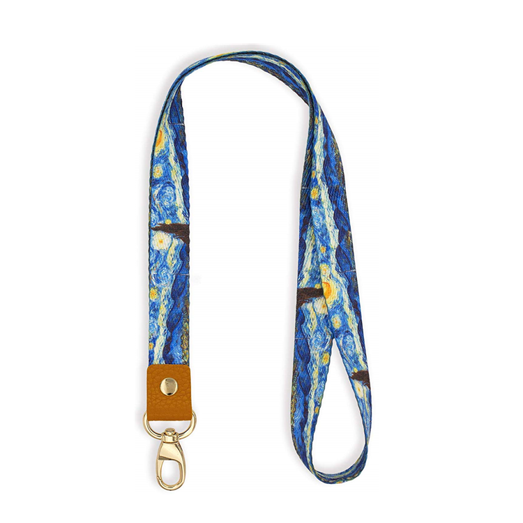Starry night high quality polyester leather keychain/neck lanyard