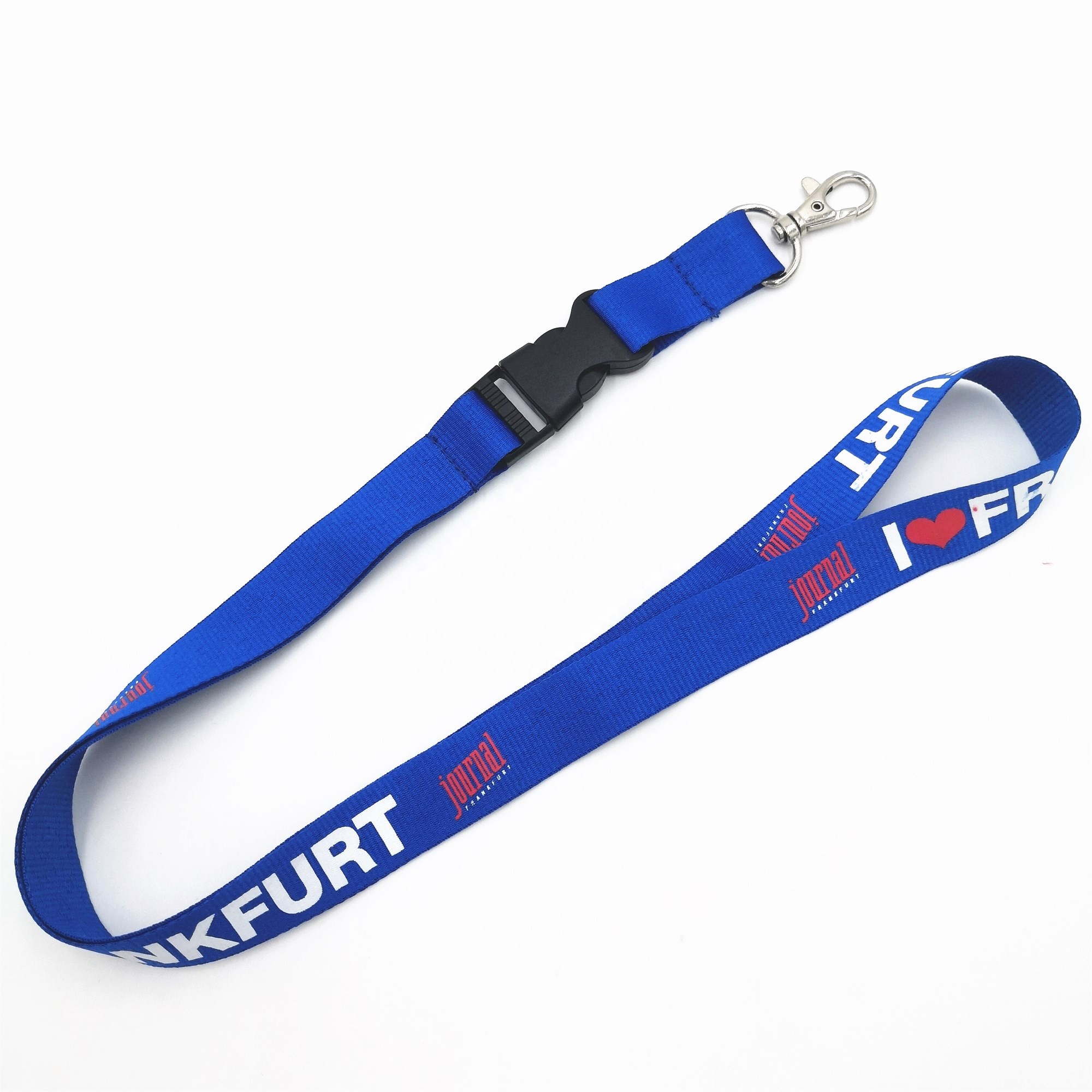 Hot selling custom polyester silk printing lanyard with plastic buckle for travel