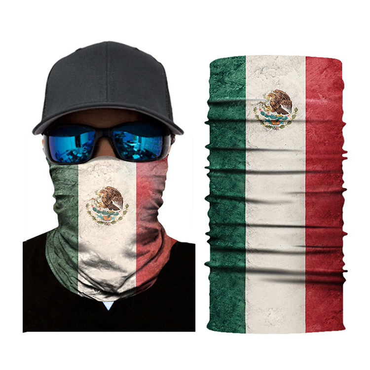 Multifunctional Seamless Custom Headwear Headband Tube Scarf Neck Gaiter Mexican Flag Bandana