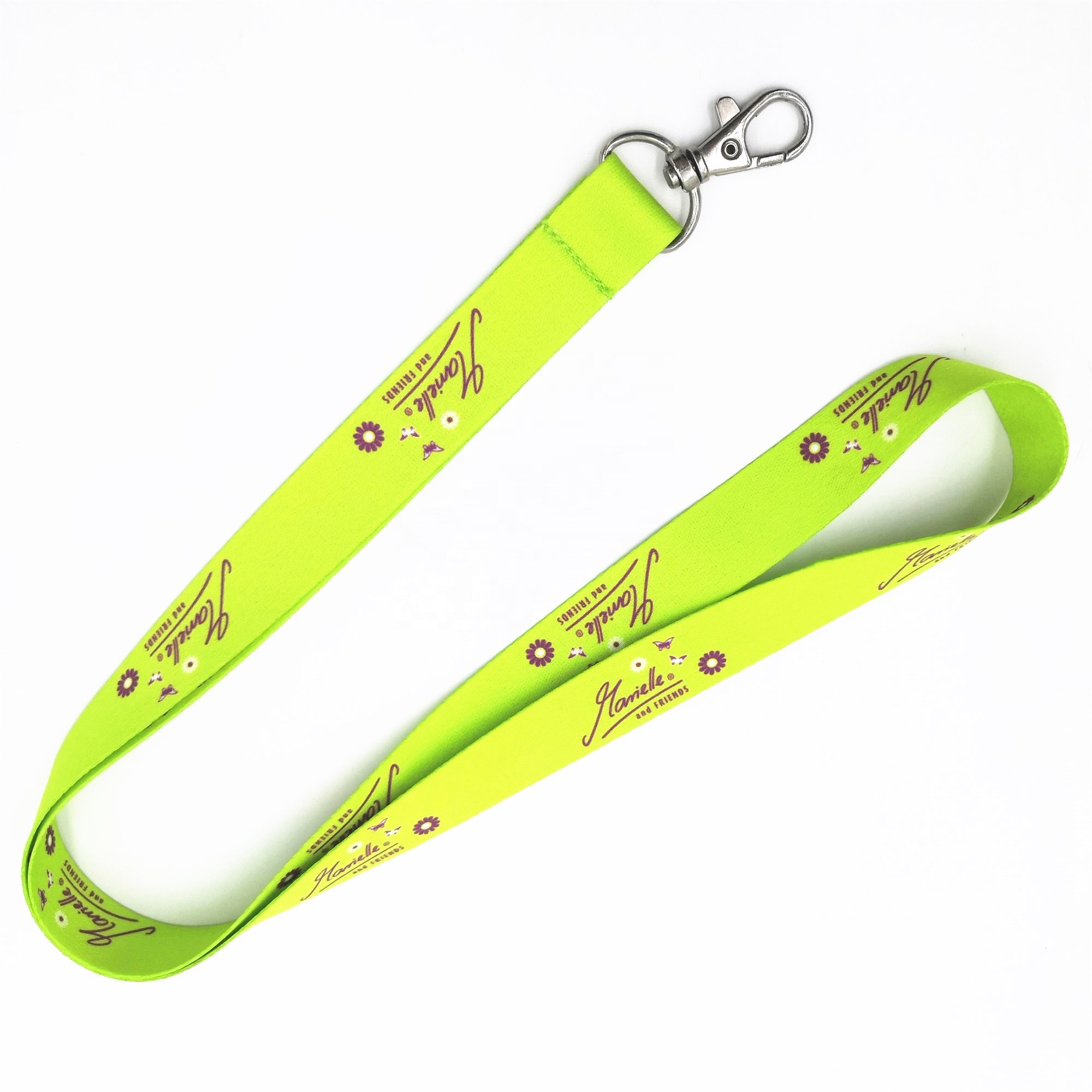 Personalized flat polyester heat transfer metal hook lanyard for gifts