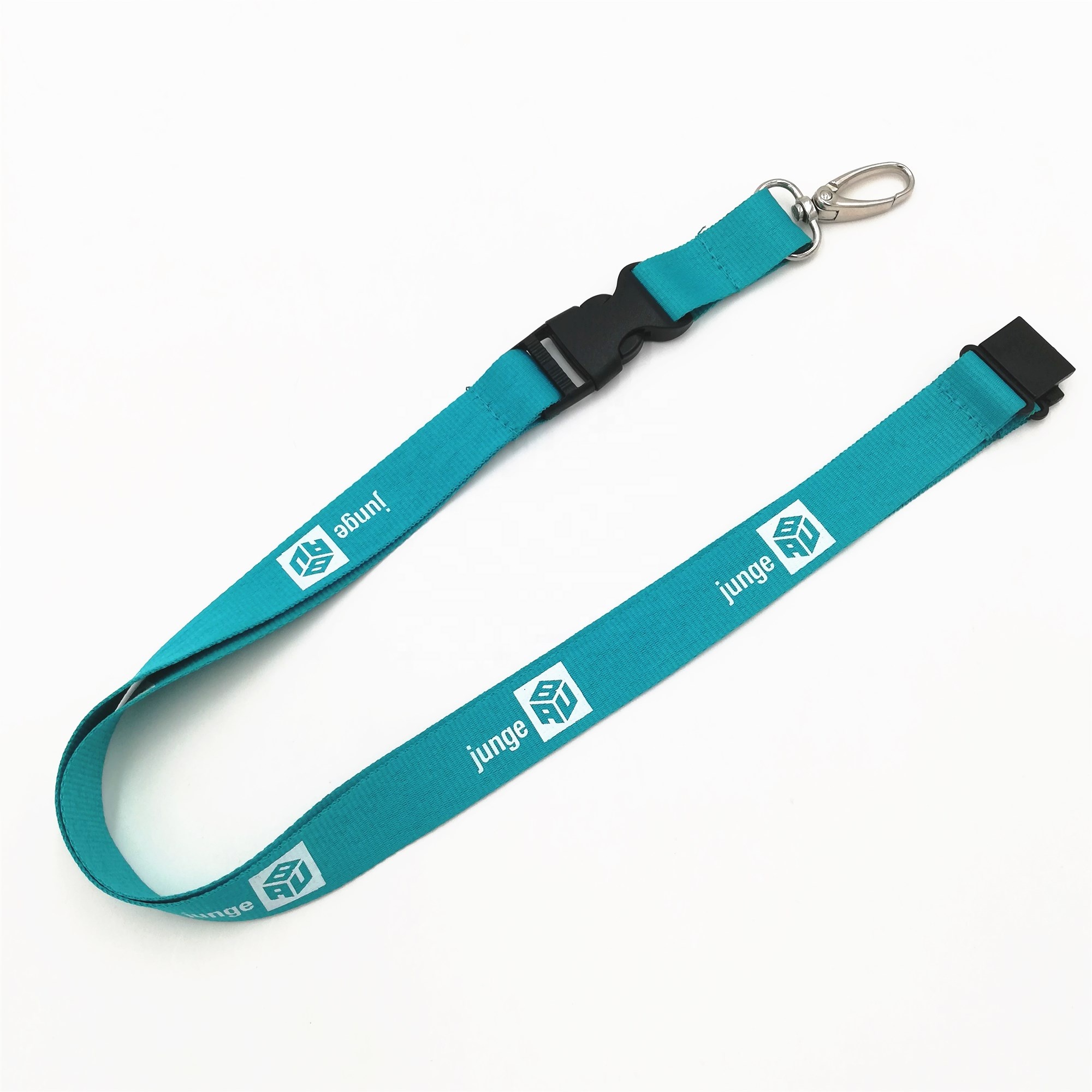 Solid color durable custom polyester silk printing lanyard with logo