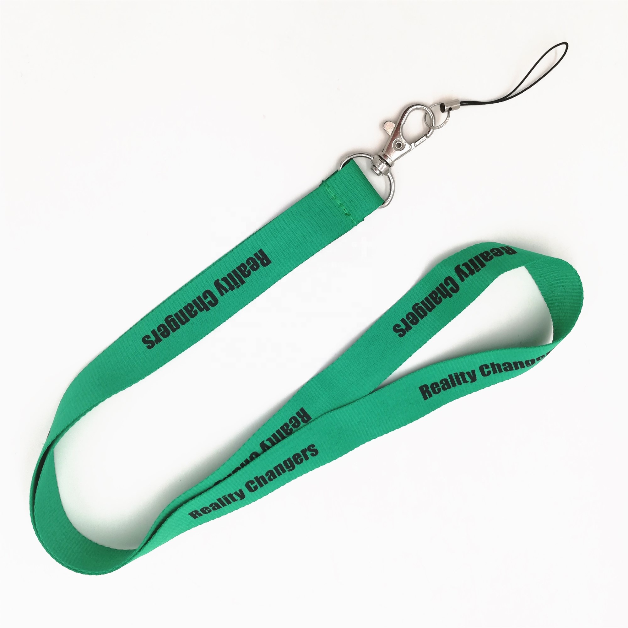 Flexible  polyester silk printing lanyard with phone cord for cell phone